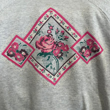 Load image into Gallery viewer, Pink Flowers Double Collared Crewneck Sweatshirt
