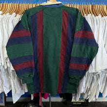 Load image into Gallery viewer, Green/Blue/Red Striped Collared Sweatshirt
