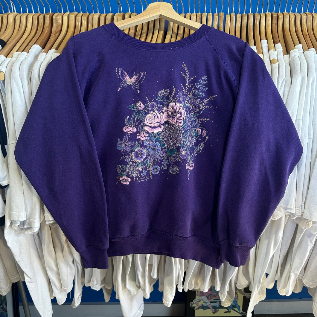 Purple Floral & Butterflies Grandma Crewneck Sweatshirt