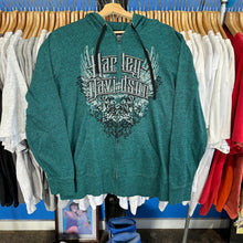 Load image into Gallery viewer, Femme Harley Davidson Rhinestone Zip-Up Hooded Sweatshirt
