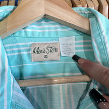 Load image into Gallery viewer, Teal &amp; White Striped Button-Up
