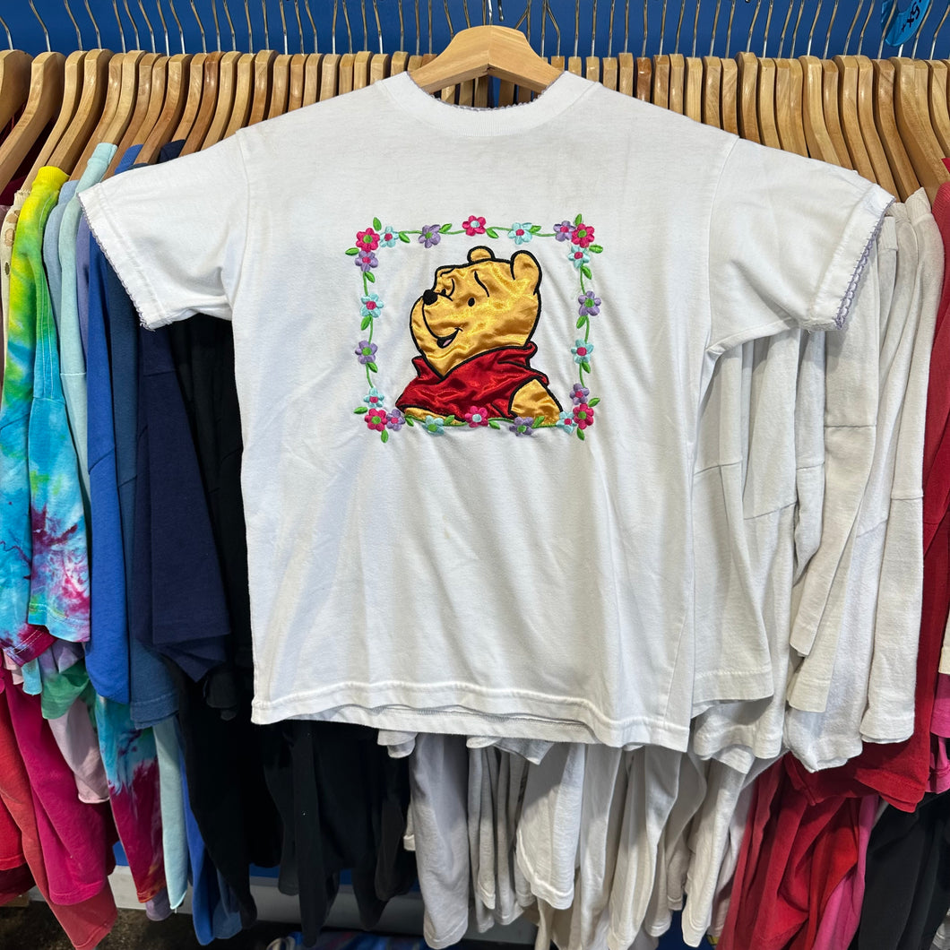 Pooh Embroidered Floral Framed Femme T-Shirt