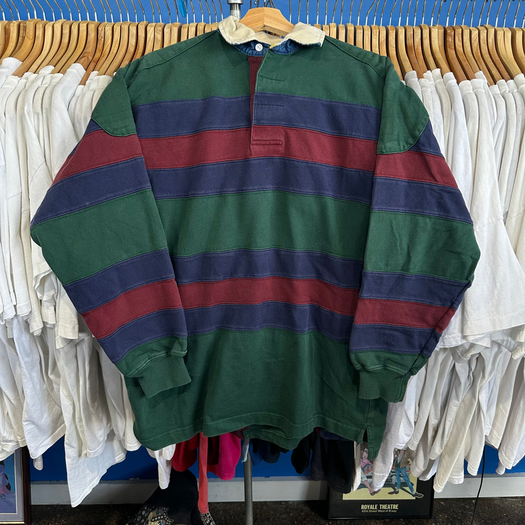 Green/Blue/Red Striped Collared Sweatshirt
