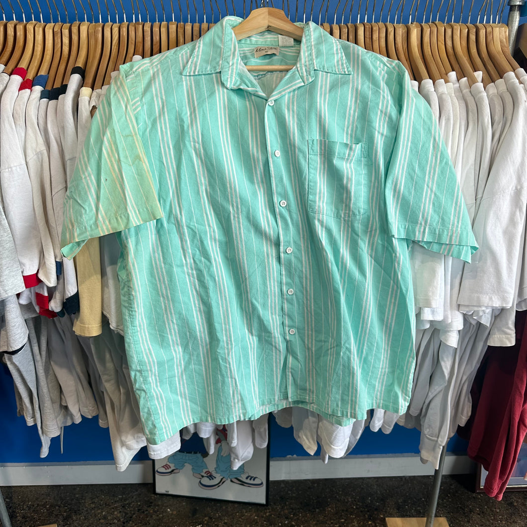 Teal & White Striped Button-Up