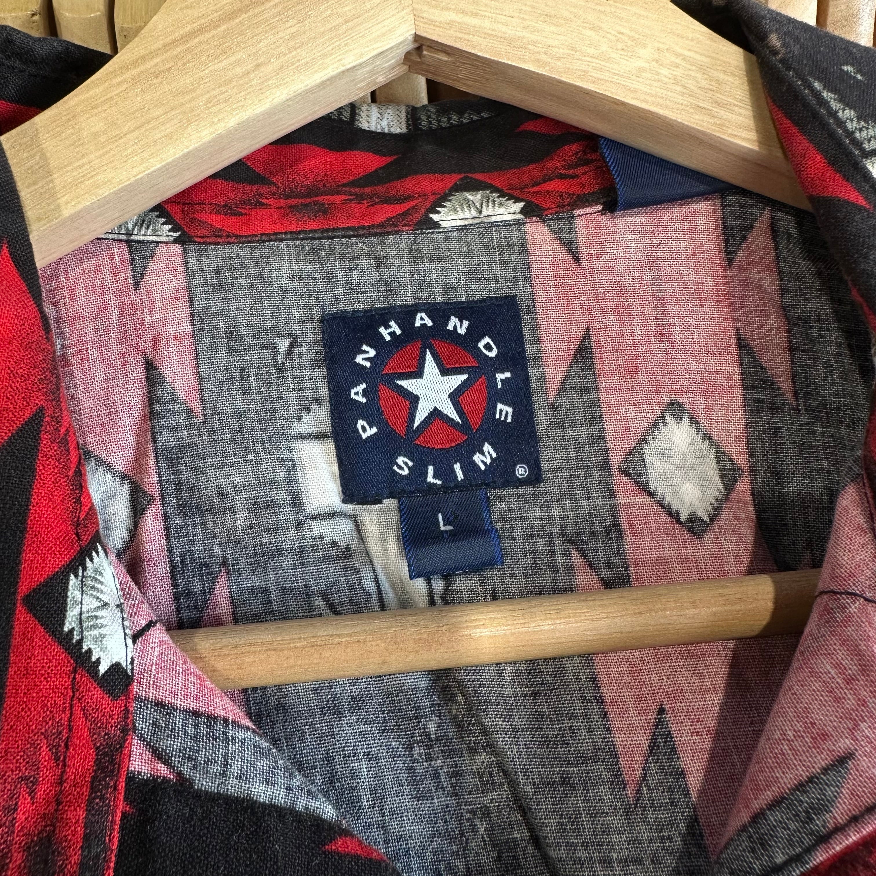 Red/Black Patterned Pearl Snap Cowboy Button-Up