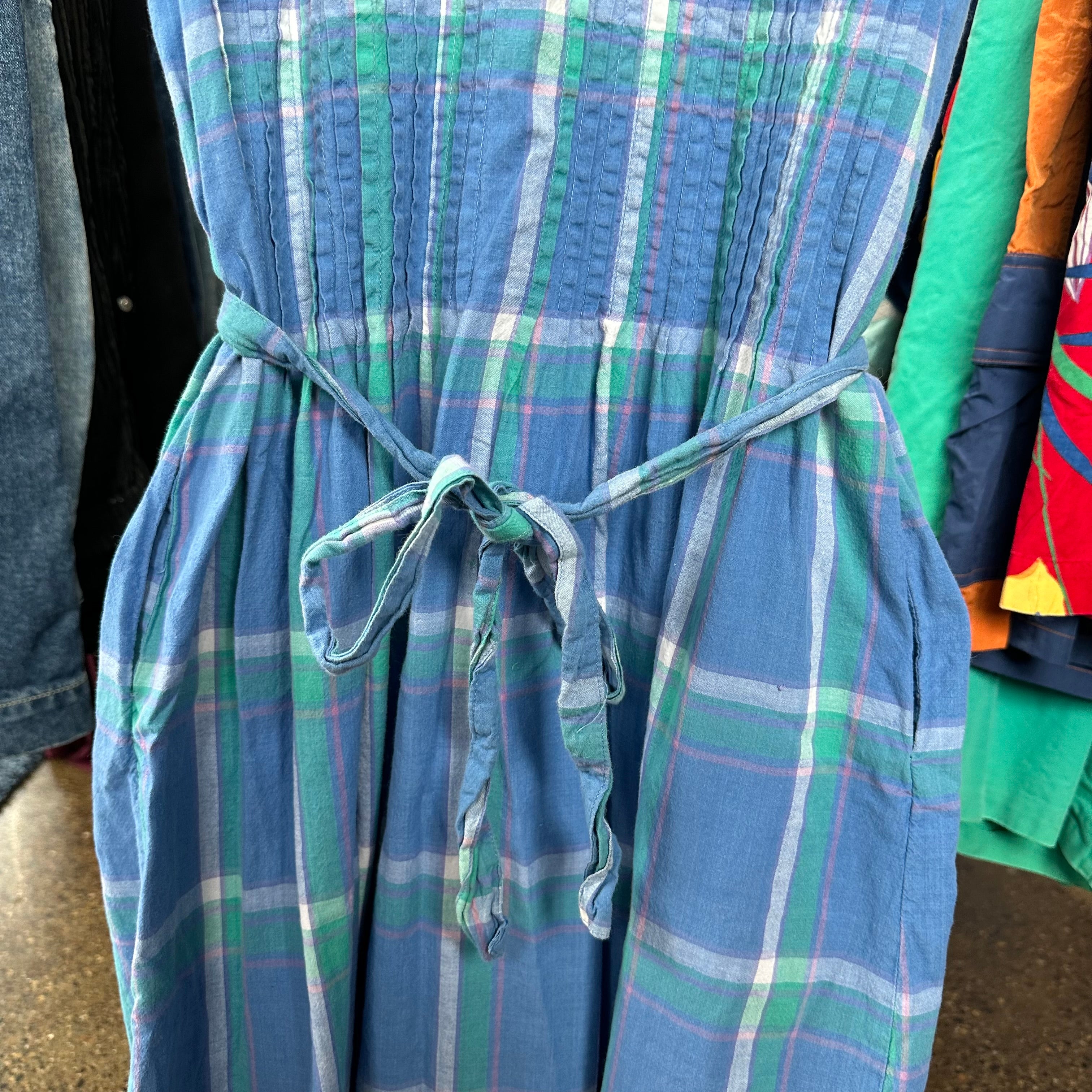 Blue & Green Plaid Summer Dress