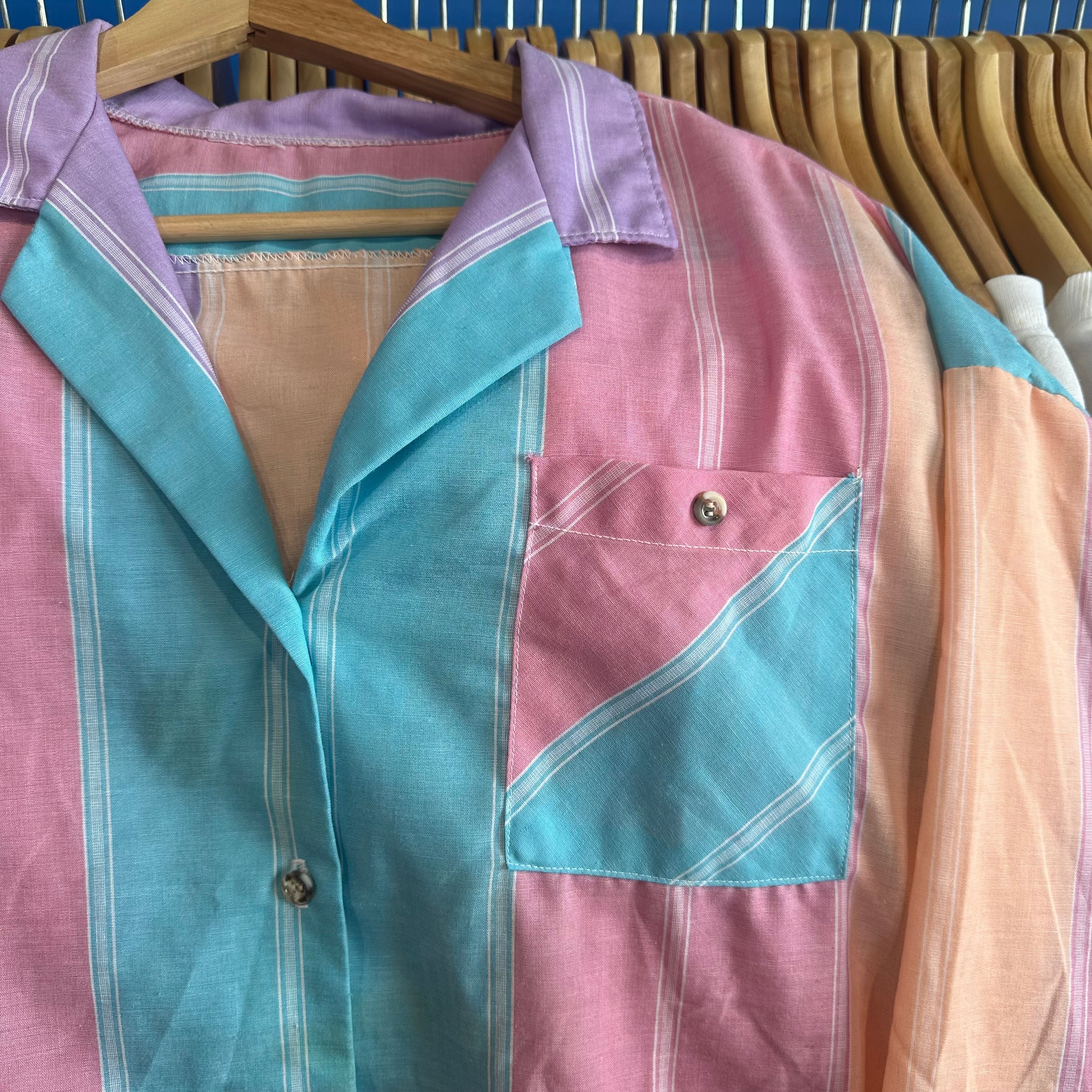 Pastel Striped Button-Up