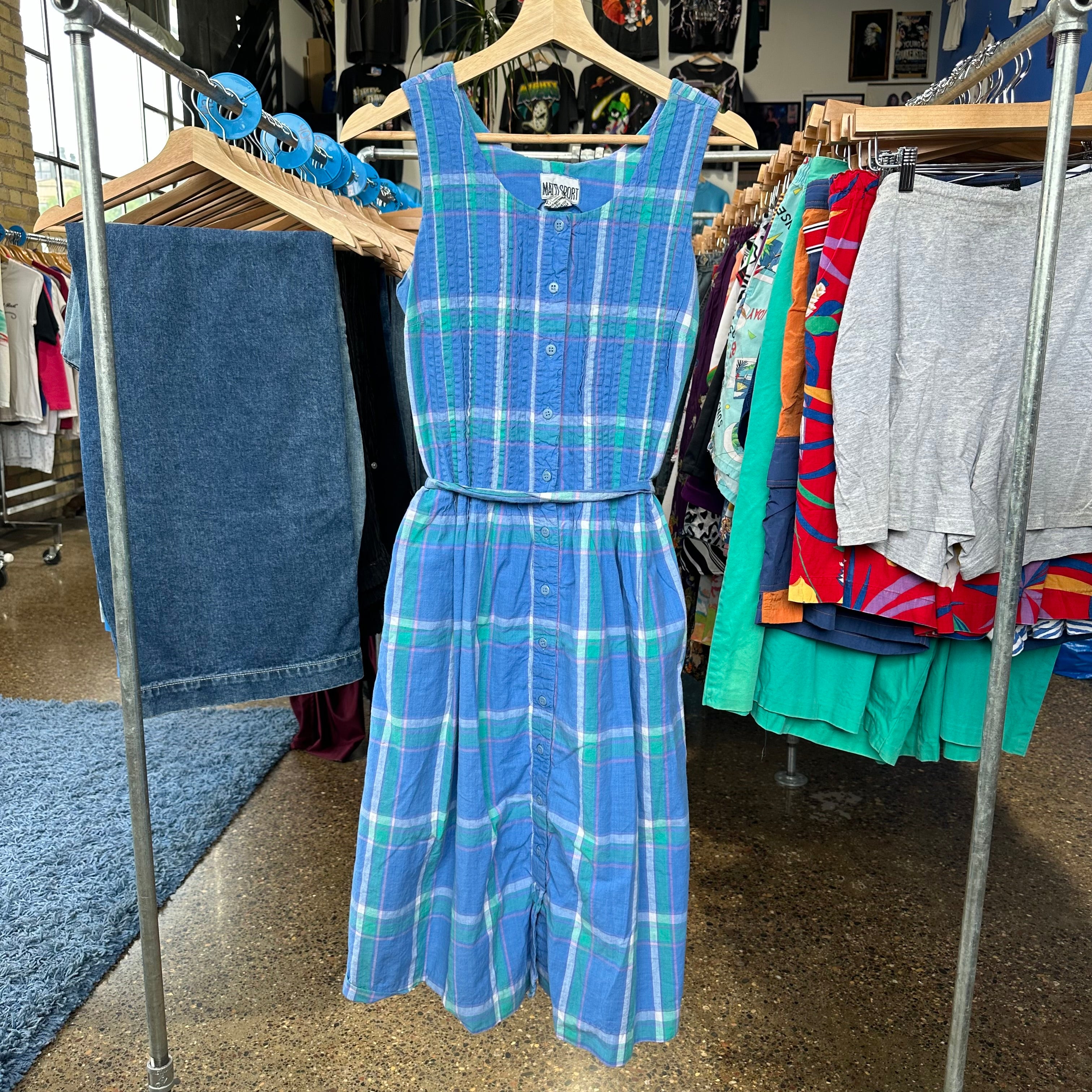 Blue & Green Plaid Summer Dress