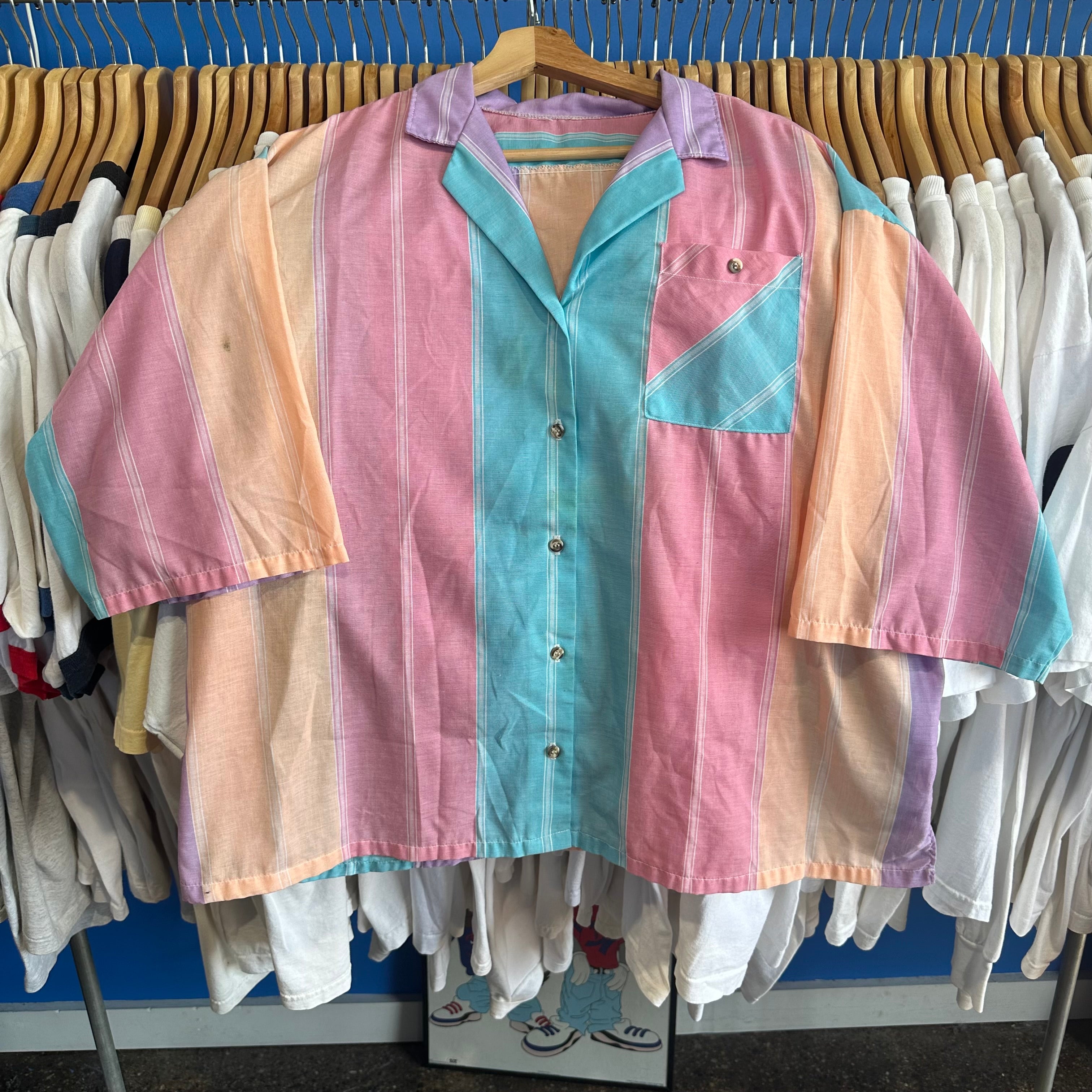 Pastel Striped Button-Up